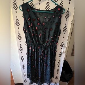 Leopard pink and green midi dress